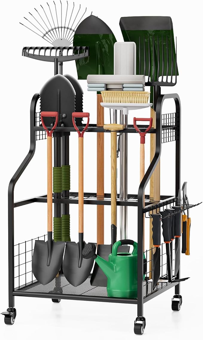 FZK Garden Tool Organizer, Heavy Duty Steel Yard Tool Organizer by FZK