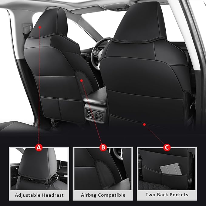 MIROZO Rav4 Seat Covers Full Set, Waterproof Car Seat Covers Faux Leather Seat - Image 3