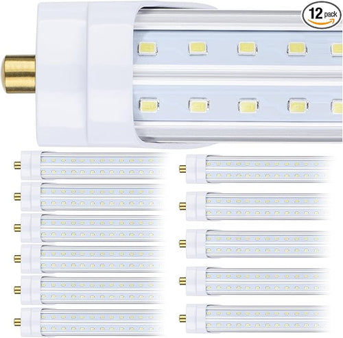 12 Pack, 100W 8ft Led Bulbs, 100lm 6000k 8' Led Bulbs, V Shaped Clear Cover T8 by DOUYIDOUBEST-LEDLIGHTING