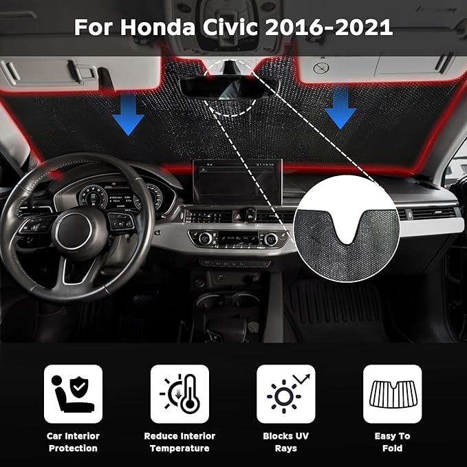 Windshield Sun Shade for Honda Civic 2016-2021 - Image 2