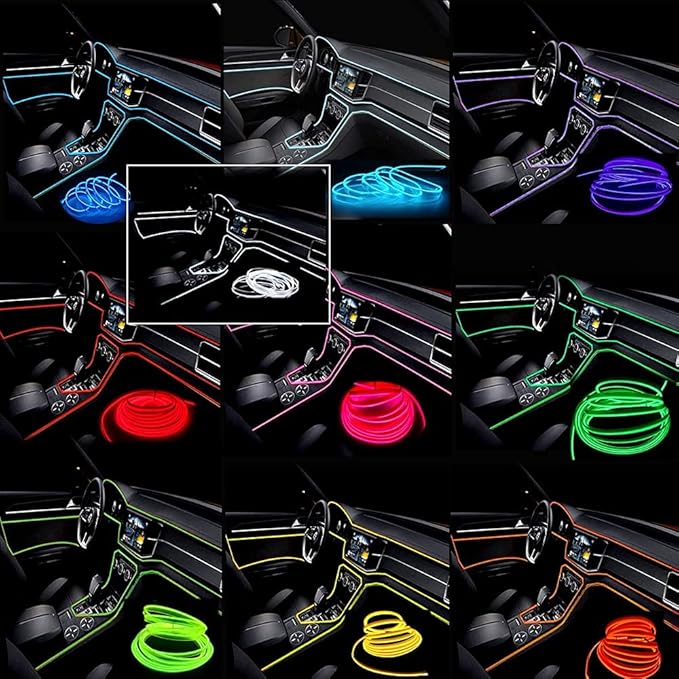 El Wire Pink Interior Car LED Strip Lights, 5M Neon Wire USB 5V - Image 7