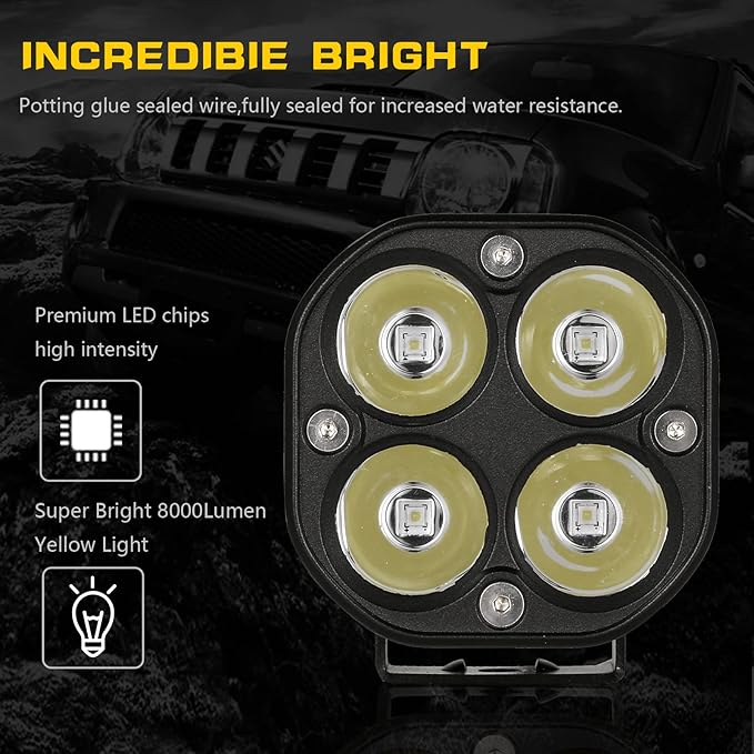 BIGLION.X LED Cubes, 3 Inch Pair 80W LED Driving Pods Spot Beam Off Road Fog - Image 5