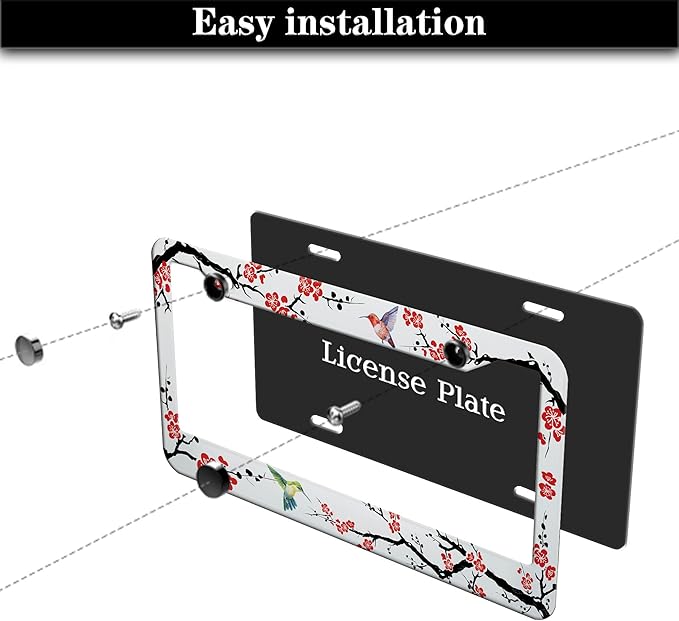 Automotive Exterior Accessories Black, and Red License Plate Frames Hummingbird - Image 7