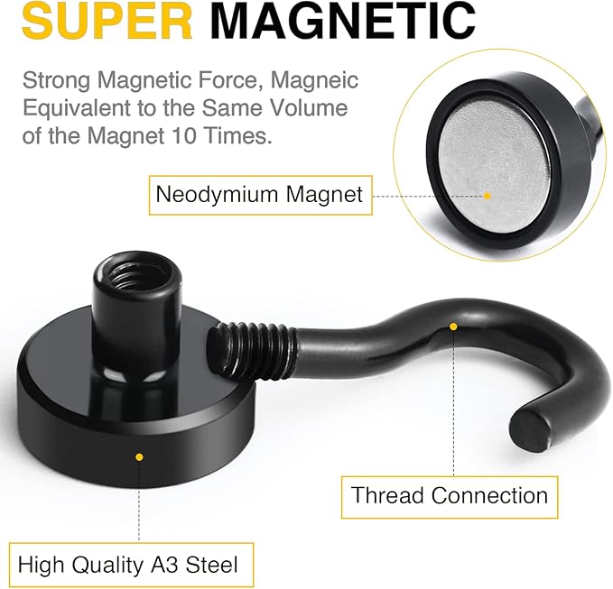 DIYMAG Magnetic Hooks, 30Lbs Facilitate Hook Neodymium Magnet Hooks - Image 3