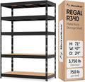 Storage Shelves: 5 Storage Shelves Heavy Duty w/ 3, 750 lb Total Load Capacity by Metalkas