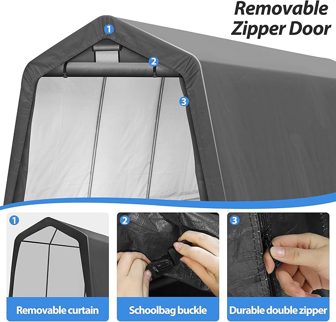 8' x 14' Outdoor Storage Shelter Shed, Portable Storage Shed Heavy Duty - Image 6