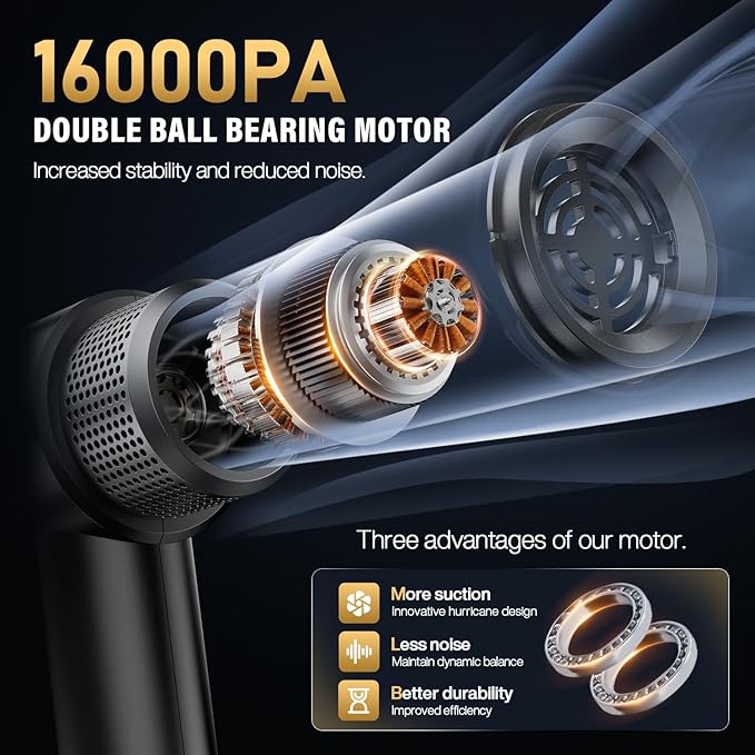 Handheld Car Vacuum Cleaner, 16000PA Car Vacuum Portable Cordless, 4 in 1 Air - Image 2