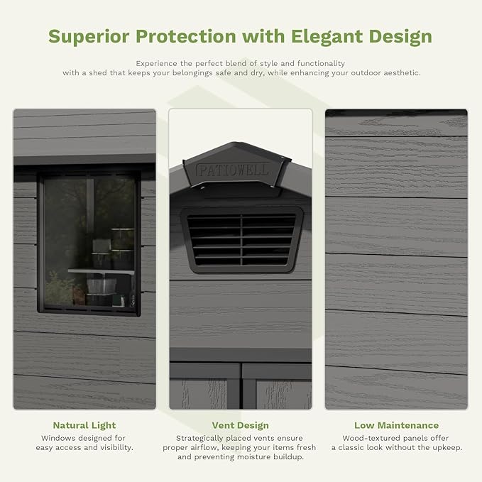 Patiowell 6 x 6 FT Plastic Outdoor Storage Shed - Image 4