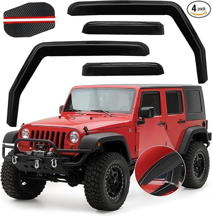 in Channel Rain Guards Fit for 2007-2018 Jeep Wrangler JK Unlimited 4-Door by CHYKORLA