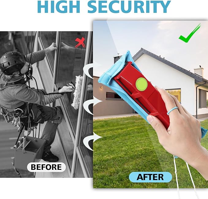 Magnetic Window Cleaner, 0.8"-1.1" Double Sided Window Glass Wiper Cleaning Tool - Image 2