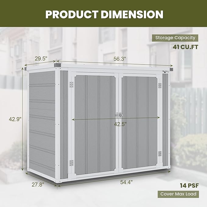 Horizontal Storage Shed 41 Cu.Ft, Lockable Outdoor Resin Cabinet - Image 7