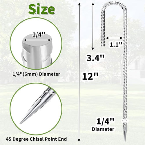 12 inch Fence Stakes Heavy Duty 50-Pack J Hook Rebar Ground Stakes Anchor - Image 2