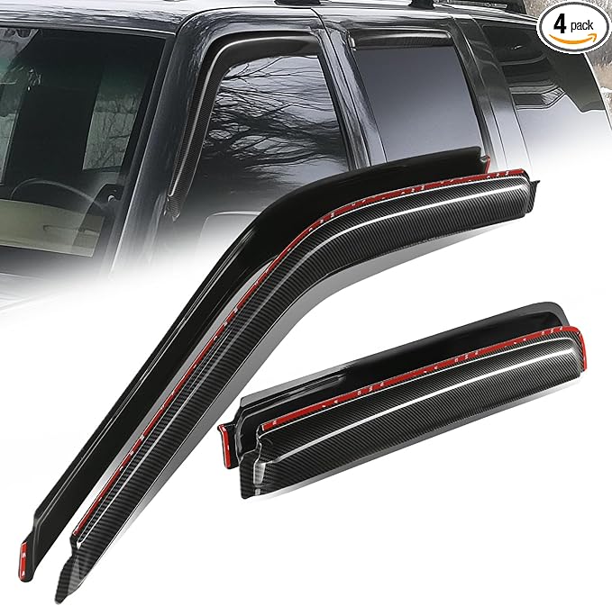 Auto Dynasty 4Pcs Carbon Fiber Pattern Window Visors Compatible by AutoDynasty