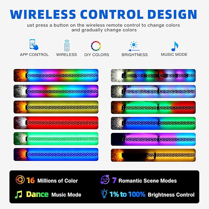 2Pack 3FT Fat Whip Lights, RGB Led Whip Lights - Image 2