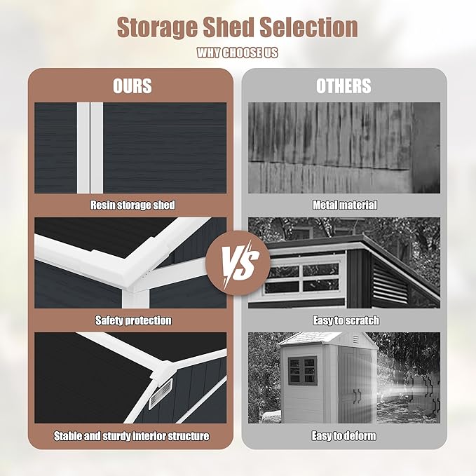 8x7 FT Outdoor Storage Resin Shed - Image 5