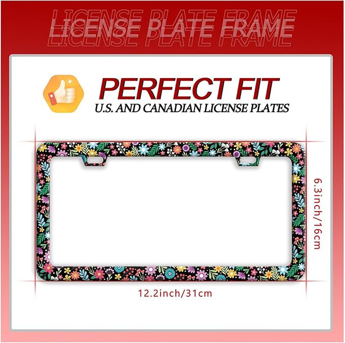 Colorful Flowers License Plate Frame Funny Floral License Plate Frames - Image 7