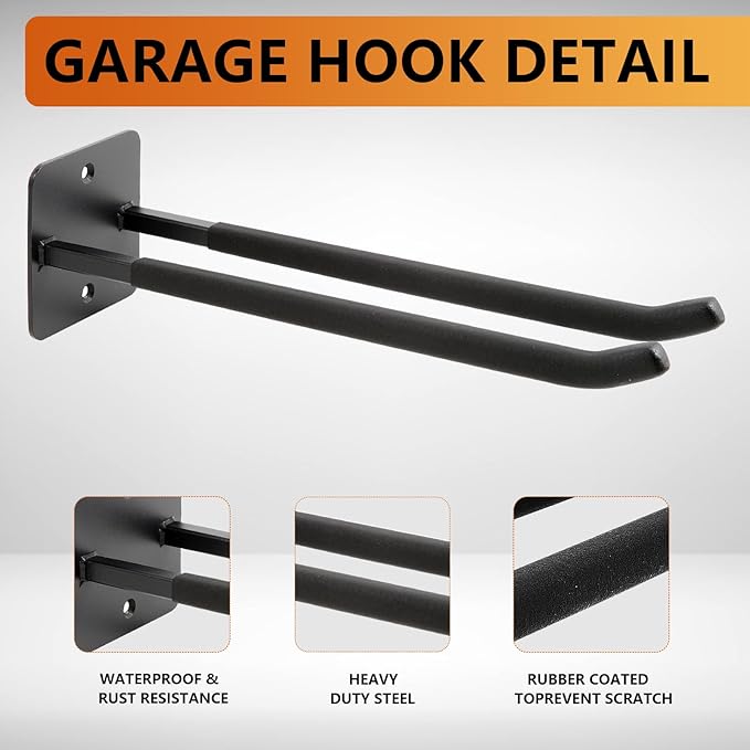 Sinoer Upgraded Heavy Duty Garage Hooks, Utility Steel Garage Hooks, 14 Inch - Image 6