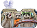 Raccoon Driving Car Windshield Sunshade Front Window Sun Visor Protector by mutakin
