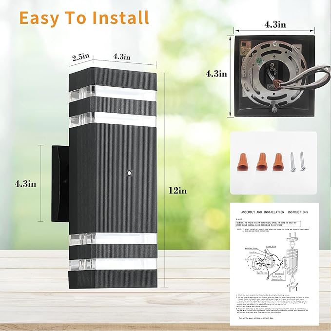 tewei 6 Pack Dusk to Dawn Outdoor Lighting, Modern Black Exterior Light - Image 7