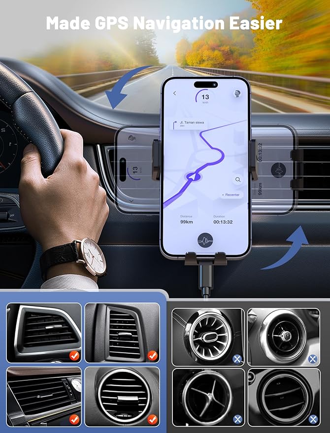 Wireless Car Charger, MOKPR Auto-Clamping Car Mount 15W/10W/7.5W Fast Charging - Image 4