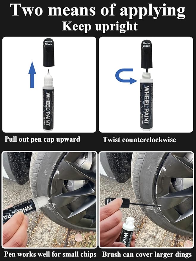 SYOAUTO Black Rim Touch Up Paint Rim Scratch Repair Pen Wheel Touch Up Paint - Image 6