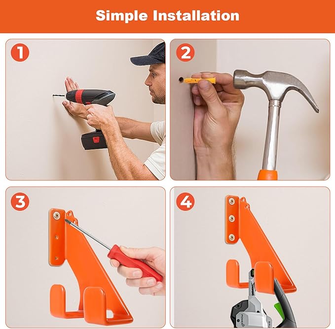 Chainsaw Hanger, Heavy Duty Chainsaw Hanger, 2 Pack Wall Mount Rack, Durable - Image 6