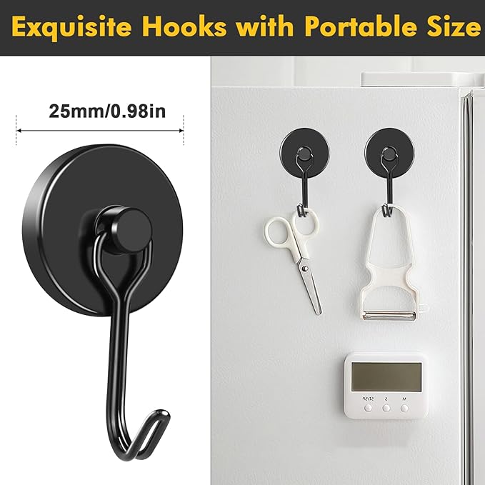 MIKEDE Black Strong Magnetic Hooks, 70LB+ Swivel Swing Magnetic Hooks Heavy Duty - Image 3