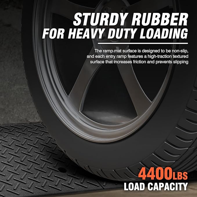 DNA MOTORING 1pcs 5.7" Rise Rubber Curb Ramp Heavy Duty Loading Driveway Ramp - Image 3