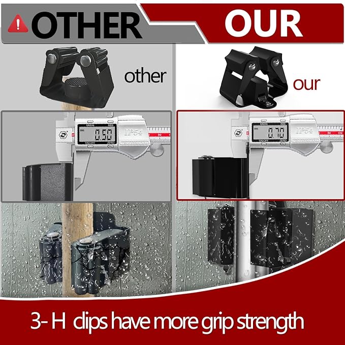 3-H Broom Holder Wall Mount 8 Pack, Mop and Broom Holder - Image 2