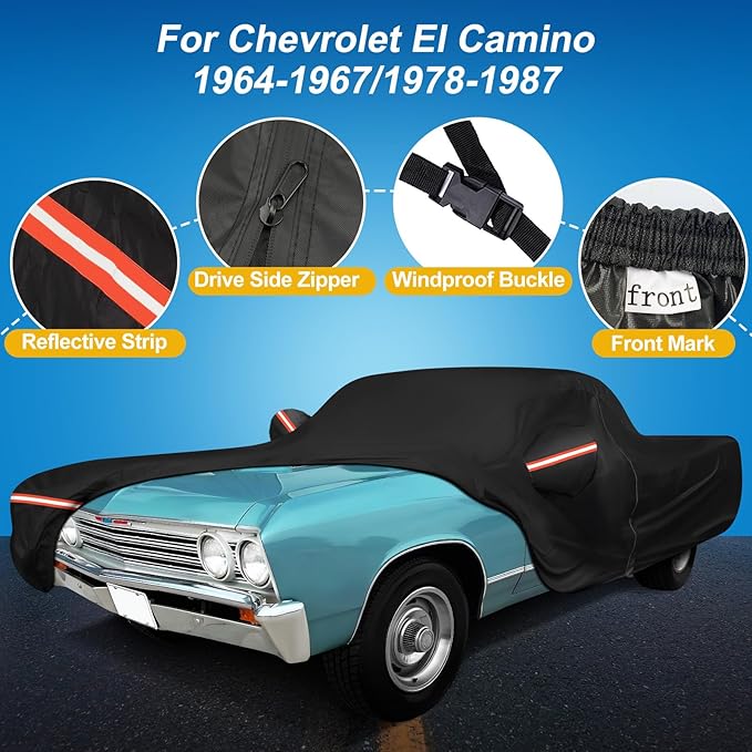 QUNSUNUS Waterproof Car Cover for Chevrolet El Camino 1964-1967/1978-1987 - Image 2