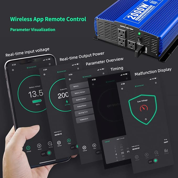 2000W Pure Sine Wave Inverter 12V DC to 110V AC Power Inverter - Image 5