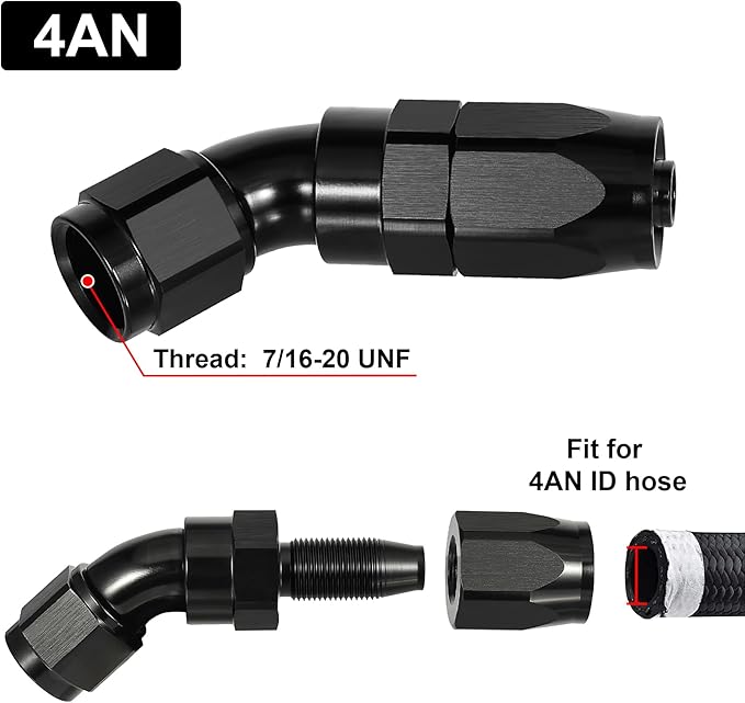 EVIL ENERGY 4AN 45 Degree One Piece Full Flow Hose End Fitting Swivel - Image 2