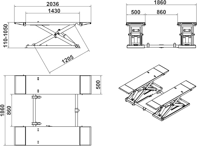 Mid Rise Scissor Lift 8000lbs Penumatic Release Auto Lift 220V/1PH Automotive - Image 7
