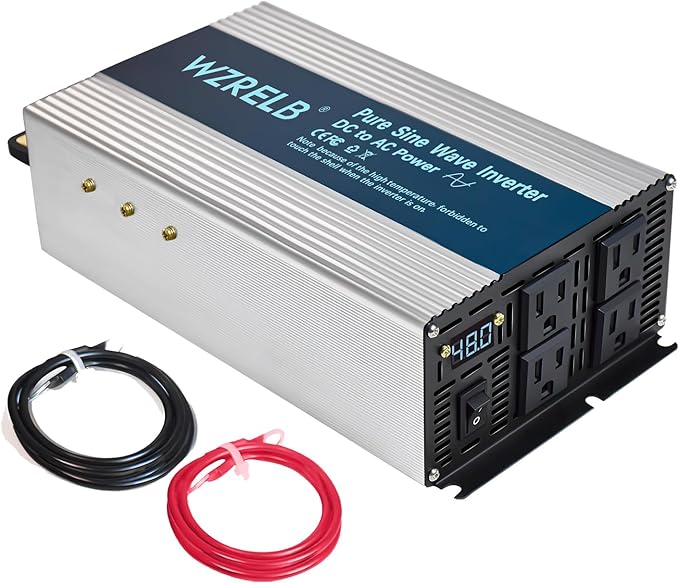 WZRELB 1800W Pure Sine Wave Inverter 48V DC to 110V 120V AC, Car Power Inverter by WZRELB