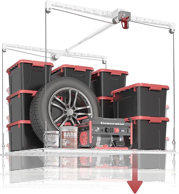 Overhead Garage Storage Rack, Adjustable Heavy-duty 4x4 Ft Ceiling Storage Racks by KOKORACKER