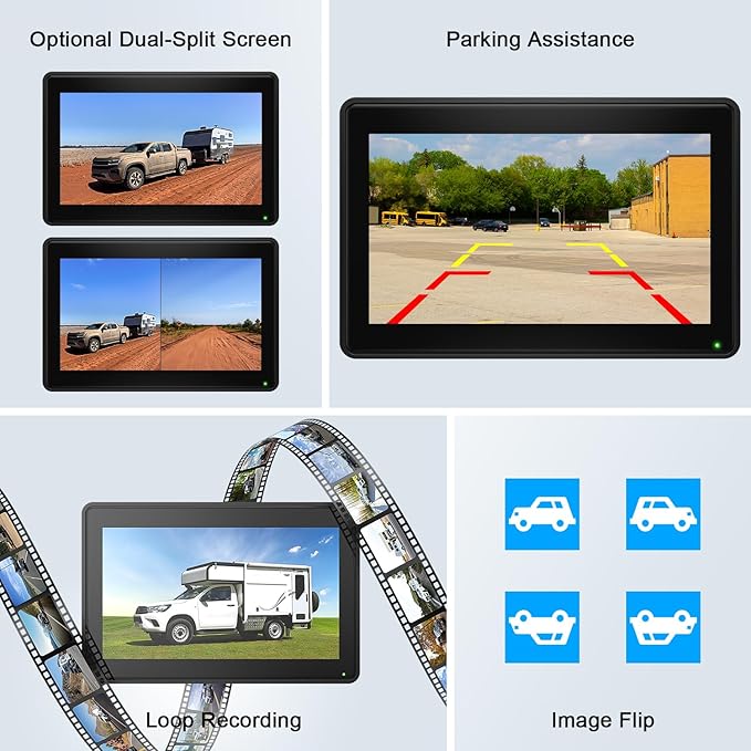 Fookoo 2 Magnetic Solar Wireless Backup Camera 7" IPS Touchscreen Monitor 1 Min - Image 4