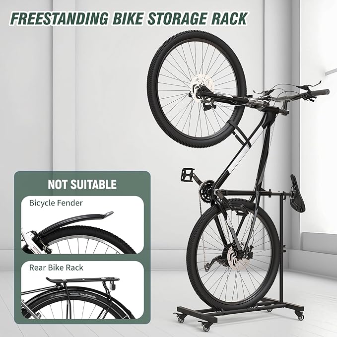 Vertical Bike Stand, Upright Bike Parking Rack Floor, Adjustable Bicycle Storage - Image 7