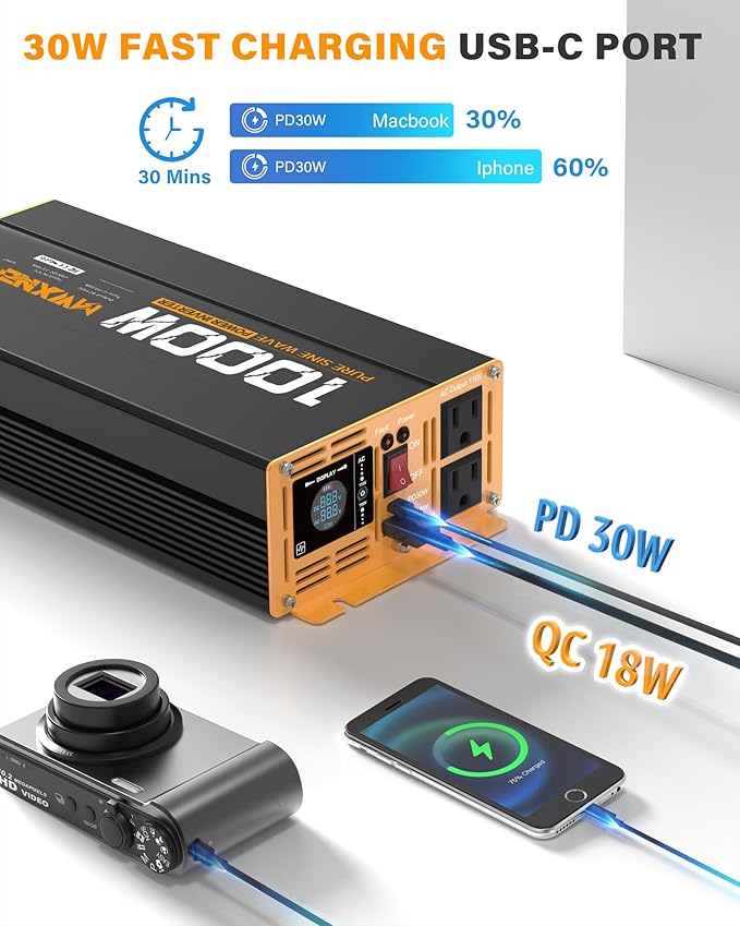 1000W Pure Sine Wave Power Inverter 12V DC to 110V 120V AC Converter - Image 4