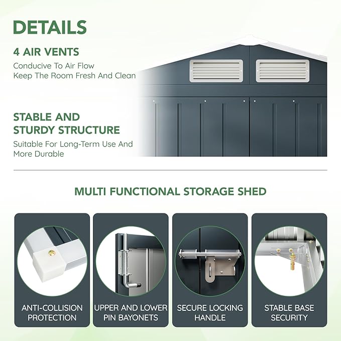 5x3X6.3FT Outdoor Steel Storage Shed - Image 4