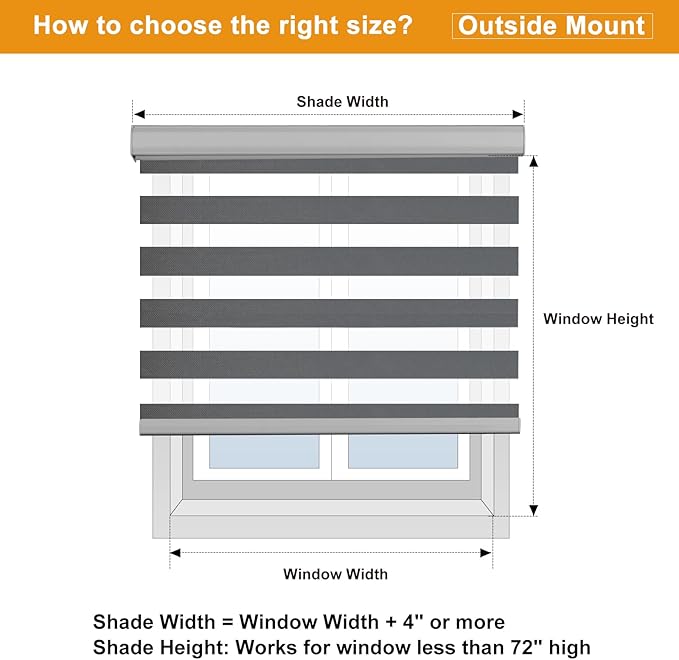 Persilux Cordless Zebra Blinds for Windows Shades Dual Layer Fabric Light - Image 8