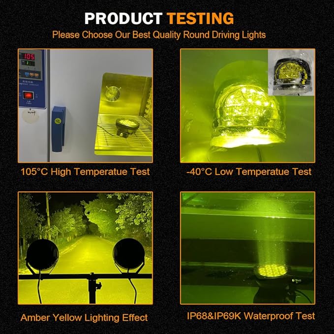 BIGLION.X 5Inch 160W Round Offroad Lights 18800LM LED Amber Fog Lights Yellow - Image 6