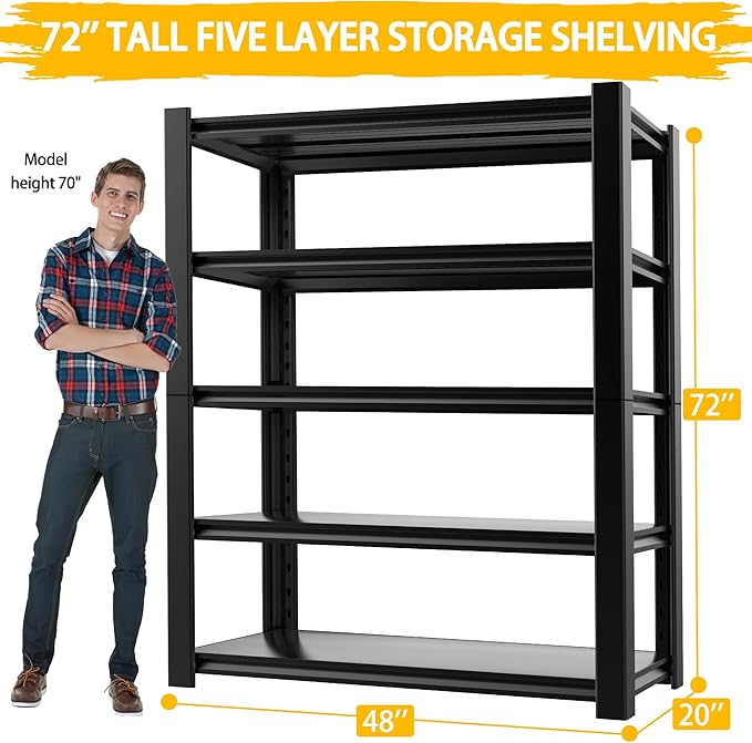 3000LBS Heavy Duty Garage Shelving Units and Storage, 5 Adjustable Levels - Image 2