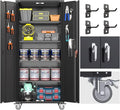 72" Metal Storage Cabinet with Wheels and Pegboard, Lockable Rolling Steel by SUXXANFurniture