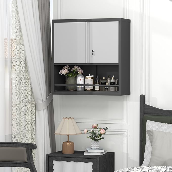 GREATMEET 31" H Metal Garage Storage Cabinets, Wall Cabinet Storage, Lockable - Image 7