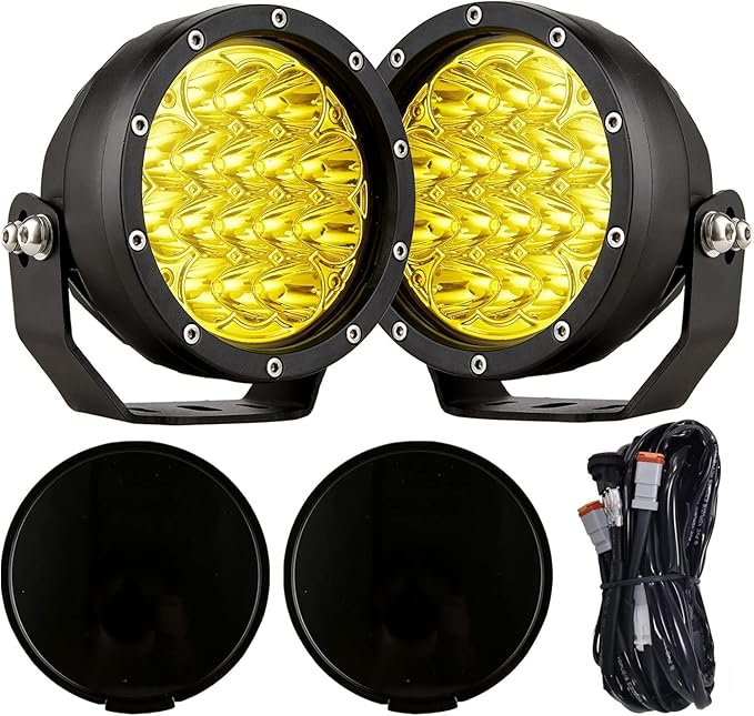 BIGLION.X 5Inch 160W Round Offroad Lights 18800LM LED Amber Fog Lights Yellow by BIGLIONX