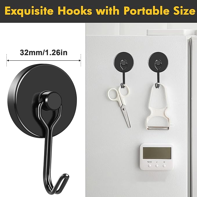 MIKEDE Black Magnetic Hooks Heavy Duty, 110LB Swivel Swing Strong Magnetic - Image 4
