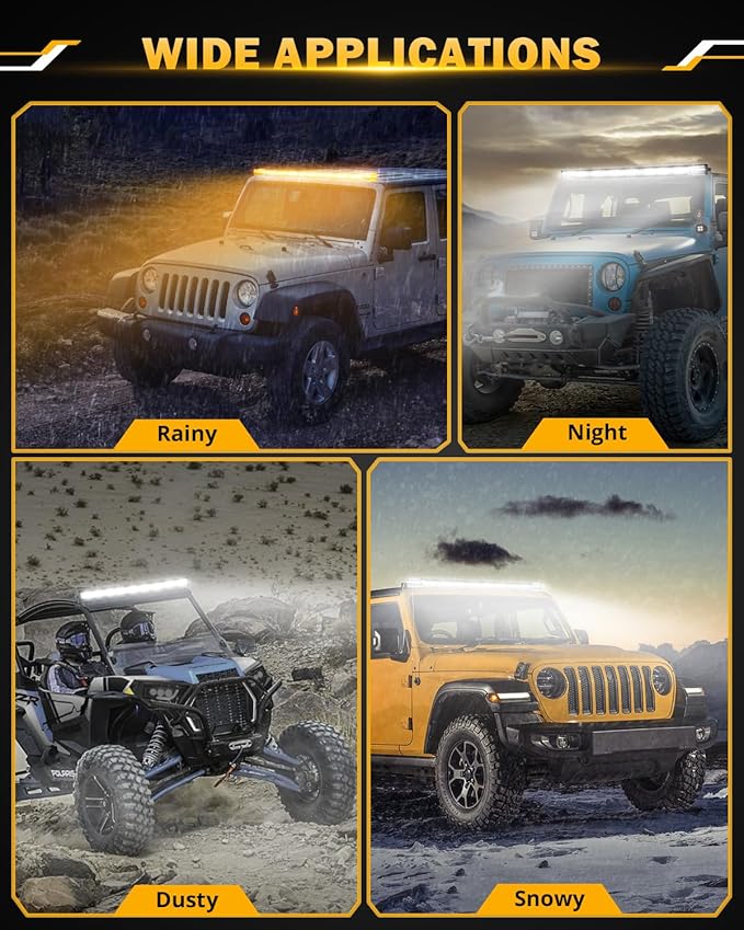 Auxbeam 42 Inch Curved LED Light Bar, 240W 6 Modes Amber White Strobe Fog Lights - Image 7