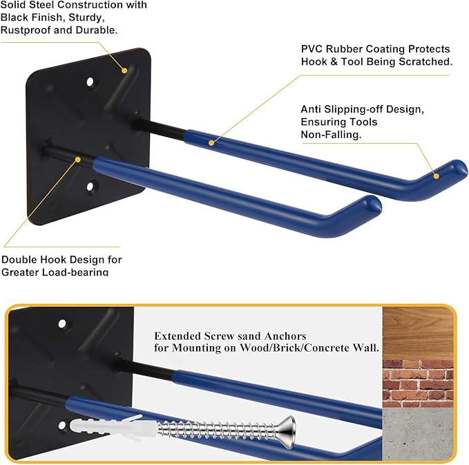 Steel Garage Storage Hooks Wall Tool Organizer, 10 Inch Garage Hook Heavy Duty - Image 3