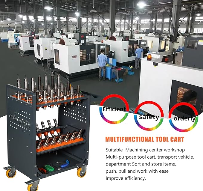Grey Classic 40 Taper CNC Tool Holder Transfer Cart, 35 Capacity CAT/BT40 - Image 7