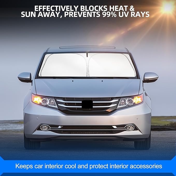 Windshield Sun Shade for Honda Odyssey 2011-2017 Foldable Sunshade Custom Fit - Image 7